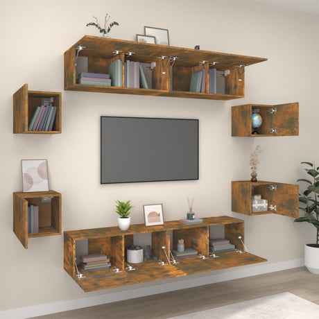 8 Piece Tv Cabinet Set Engineered Wood