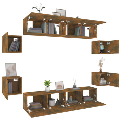 8 Piece Tv Cabinet Set Engineered Wood