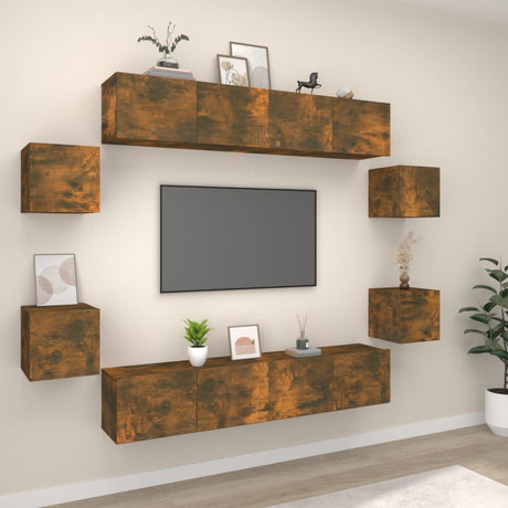 8 Piece Tv Cabinet Set Engineered Wood