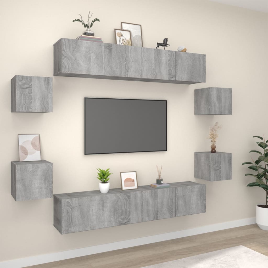 8 Piece Tv Cabinet Set Engineered Wood