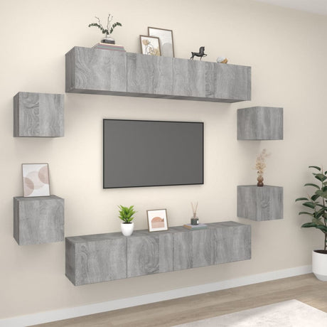 8 Piece Tv Cabinet Set Engineered Wood