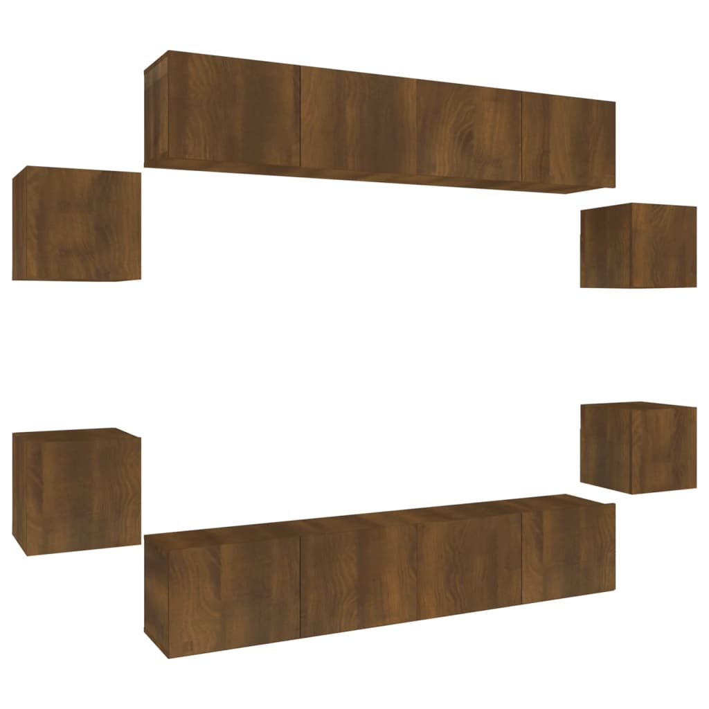 8 Piece Tv Cabinet Set Engineered Wood