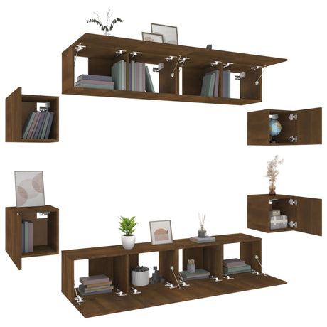 8 Piece Tv Cabinet Set Engineered Wood