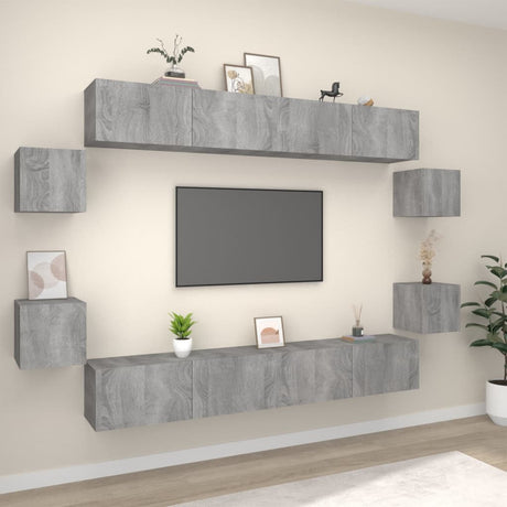 8 Piece Tv Cabinet Set Engineered Wood