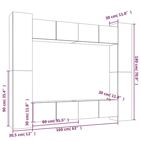 8 Piece Tv Cabinet Set Engineered Wood