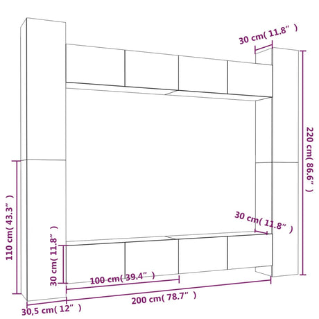 8 Piece Tv Cabinet Set Engineered Wood