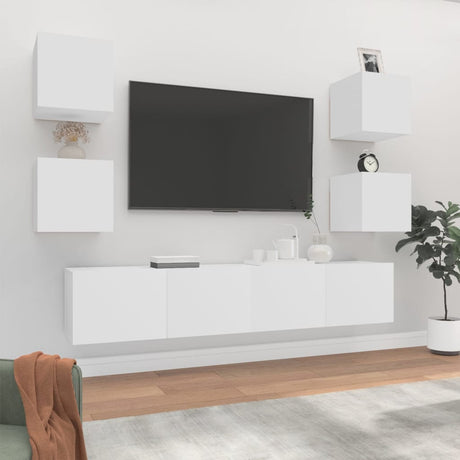 6 Piece Tv Cabinet Set Engineered Wood