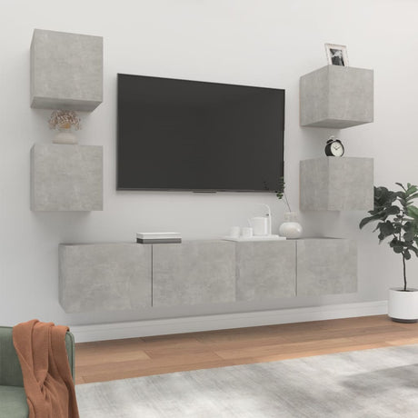 6 Piece Tv Cabinet Set Engineered Wood