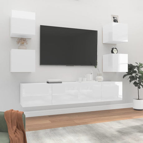 6 Piece Tv Cabinet Set Engineered Wood