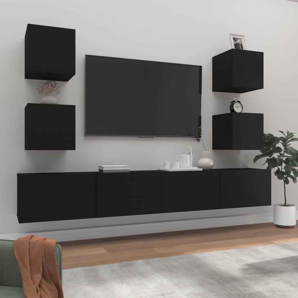 6 Piece Tv Cabinet Set Engineered Wood