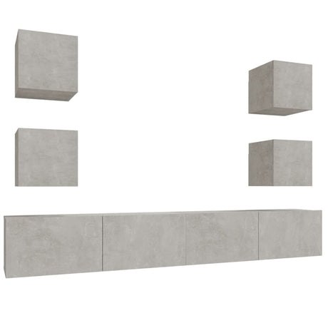 6 Piece Tv Cabinet Set Engineered Wood