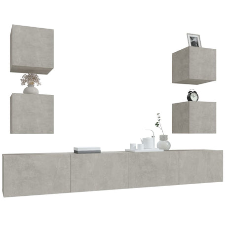 6 Piece Tv Cabinet Set Engineered Wood