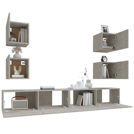 6 Piece Tv Cabinet Set Engineered Wood