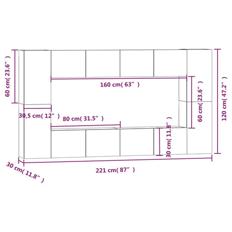 8 Piece Tv Cabinet Set Engineered Wood
