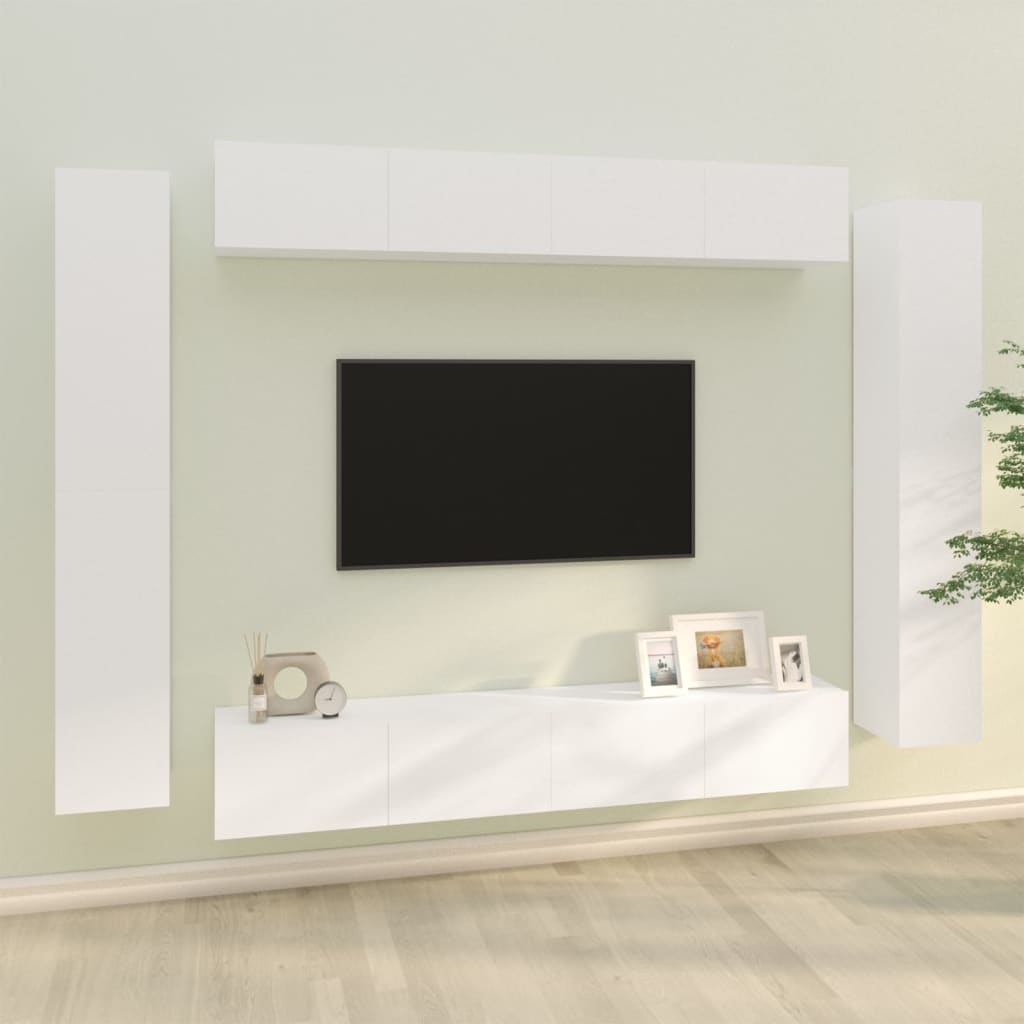 8 Piece Tv Cabinet Set Engineered Wood
