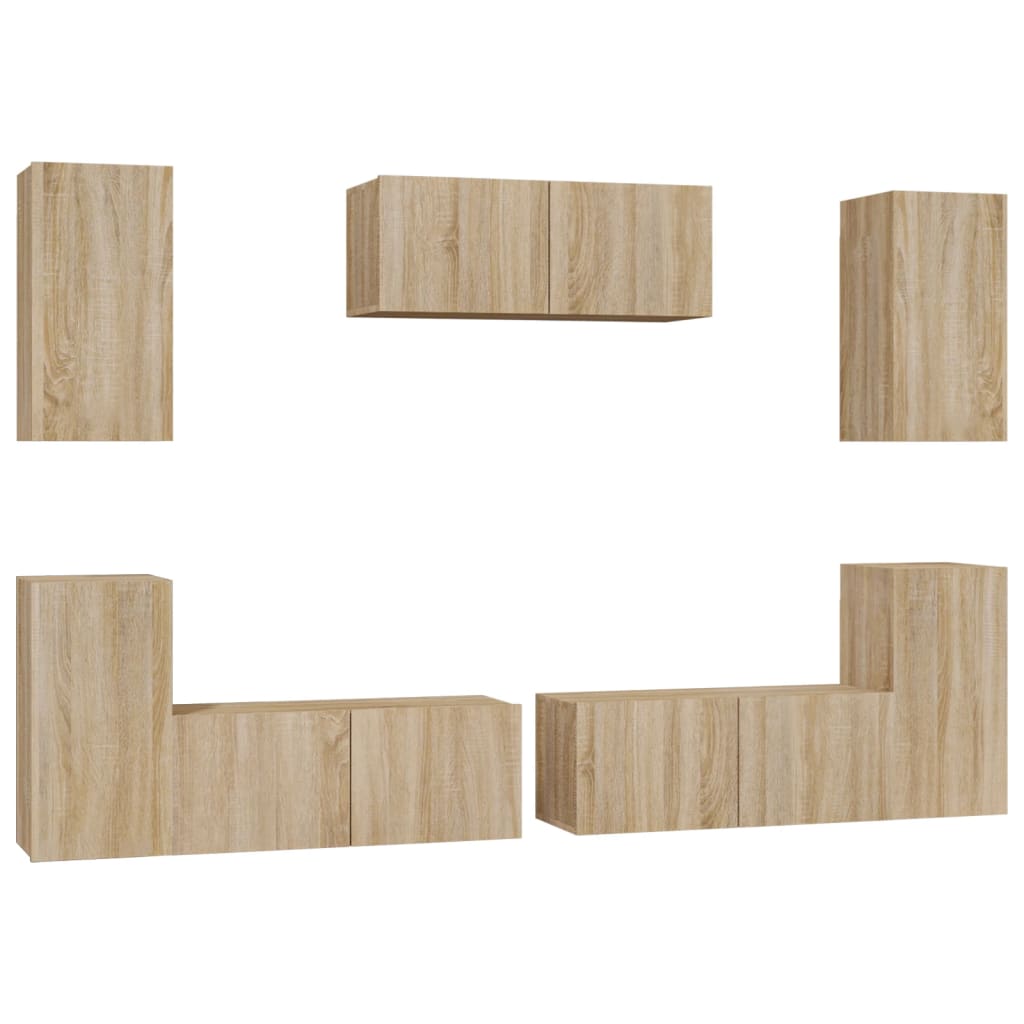 7 Piece Tv Cabinet Set Engineered Wood