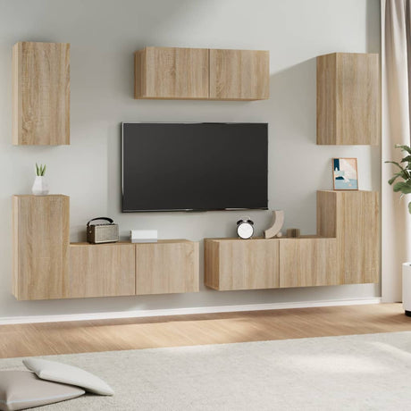 7 Piece Tv Cabinet Set Engineered Wood