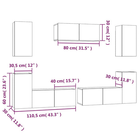 7 Piece Tv Cabinet Set Engineered Wood