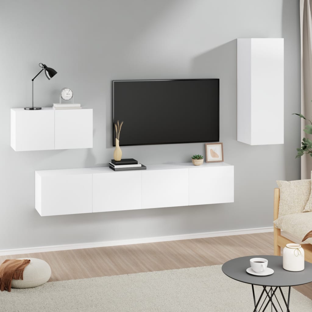 4 Piece Tv Cabinet Set Engineered Wood