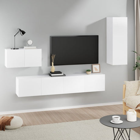 4 Piece Tv Cabinet Set Engineered Wood