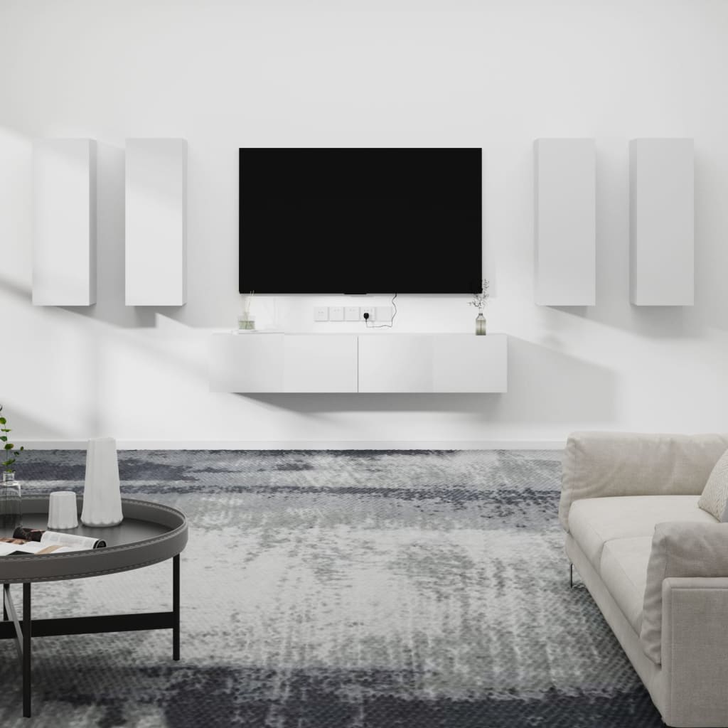 6 Piece Tv Cabinet Set Engineered Wood