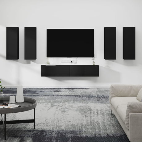 6 Piece Tv Cabinet Set Engineered Wood