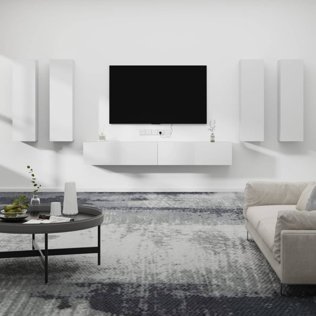 6 Piece Tv Cabinet Set Engineered Wood