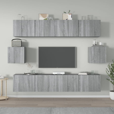 6 Piece Tv Cabinet Set Engineered Wood