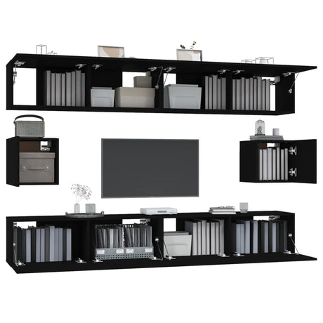 6 Piece Tv Cabinet Set Engineered Wood