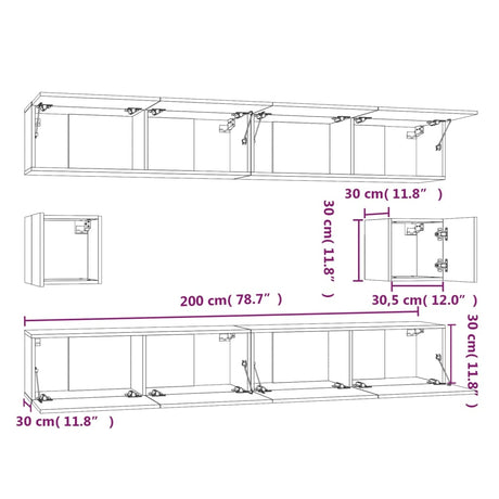 6 Piece Tv Cabinet Set Engineered Wood