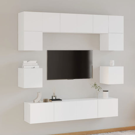 8 Piece Tv Cabinet Set Engineered Wood