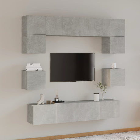 8 Piece Tv Cabinet Set Engineered Wood