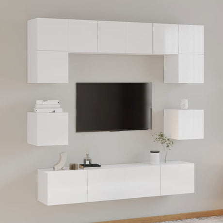 8 Piece Tv Cabinet Set Engineered Wood