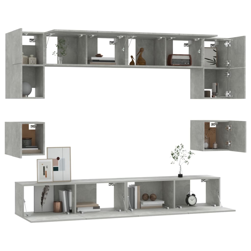 8 Piece Tv Cabinet Set Engineered Wood