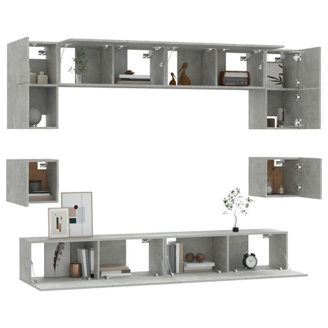 8 Piece Tv Cabinet Set Engineered Wood