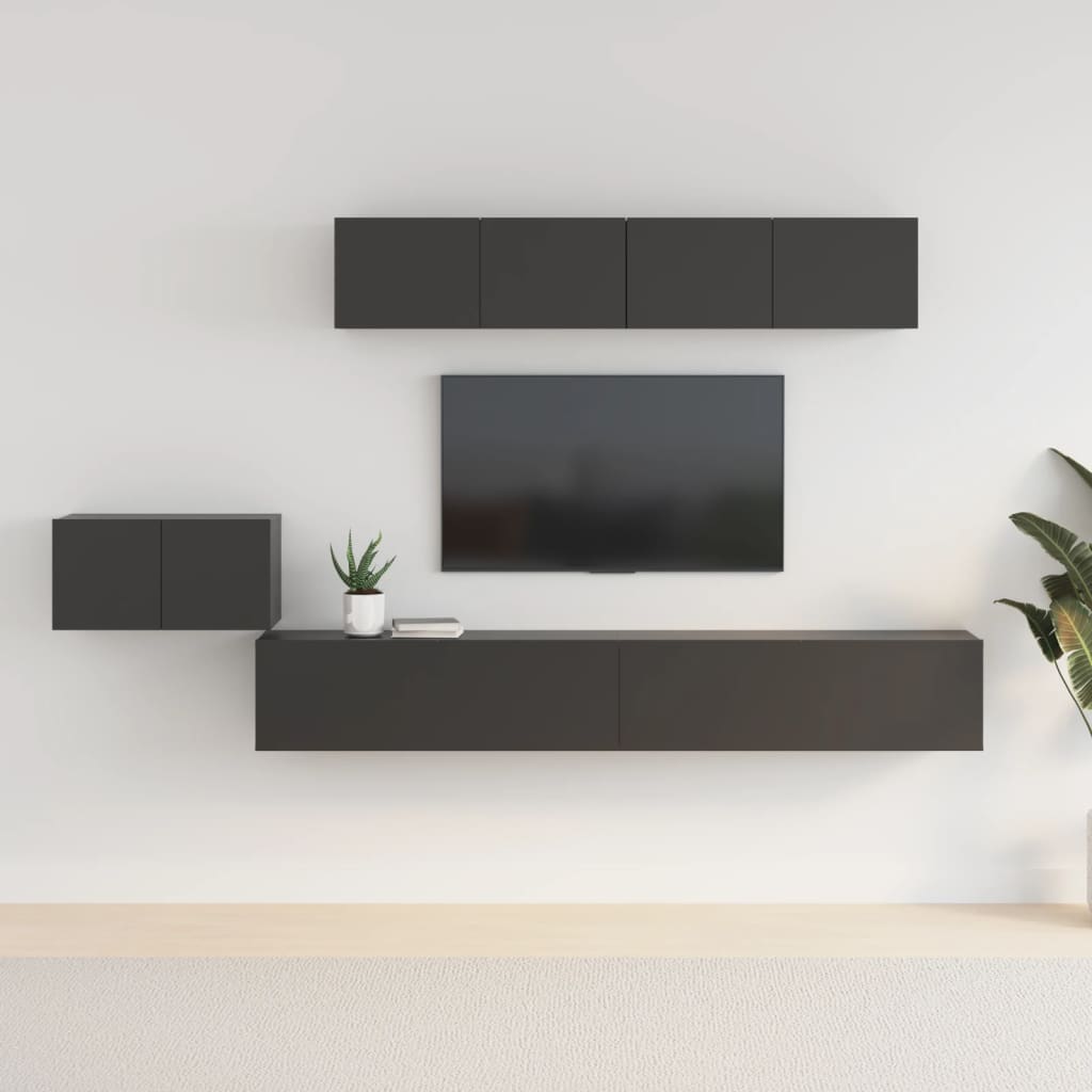 5 Piece Tv Cabinet Set Engineered Wood
