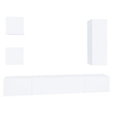 5 Piece Tv Cabinet Set White Engineered Wood