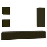 5 Piece Tv Cabinet Set Black Engineered Wood