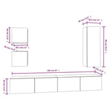 5 Piece Tv Cabinet Set Black Engineered Wood