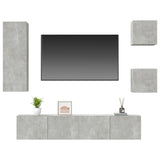 5 Piece Tv Cabinet Set Concrete Grey Engineered Wood
