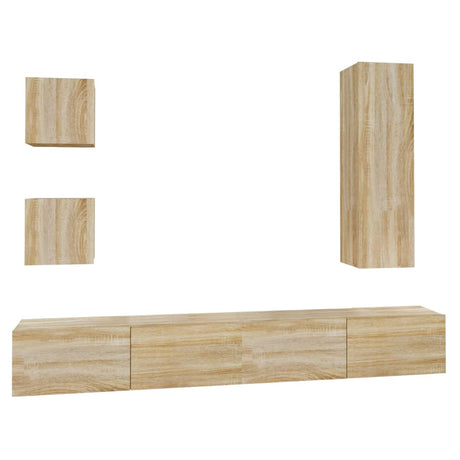 5 Piece Tv Cabinet Set Sonoma Oak Engineered Wood