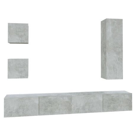 5 Piece Tv Cabinet Set Concrete Grey Engineered Wood