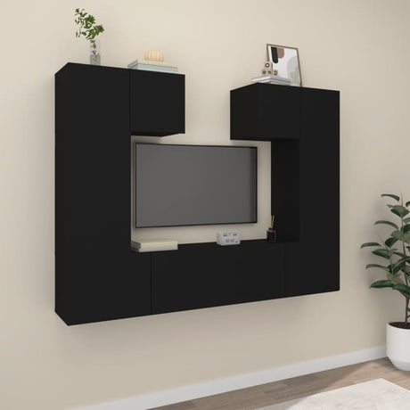 6 Piece Tv Cabinet Set Engineered Wood