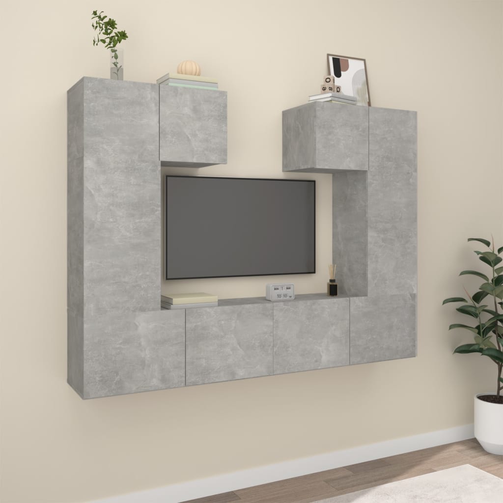 6 Piece Tv Cabinet Set Engineered Wood