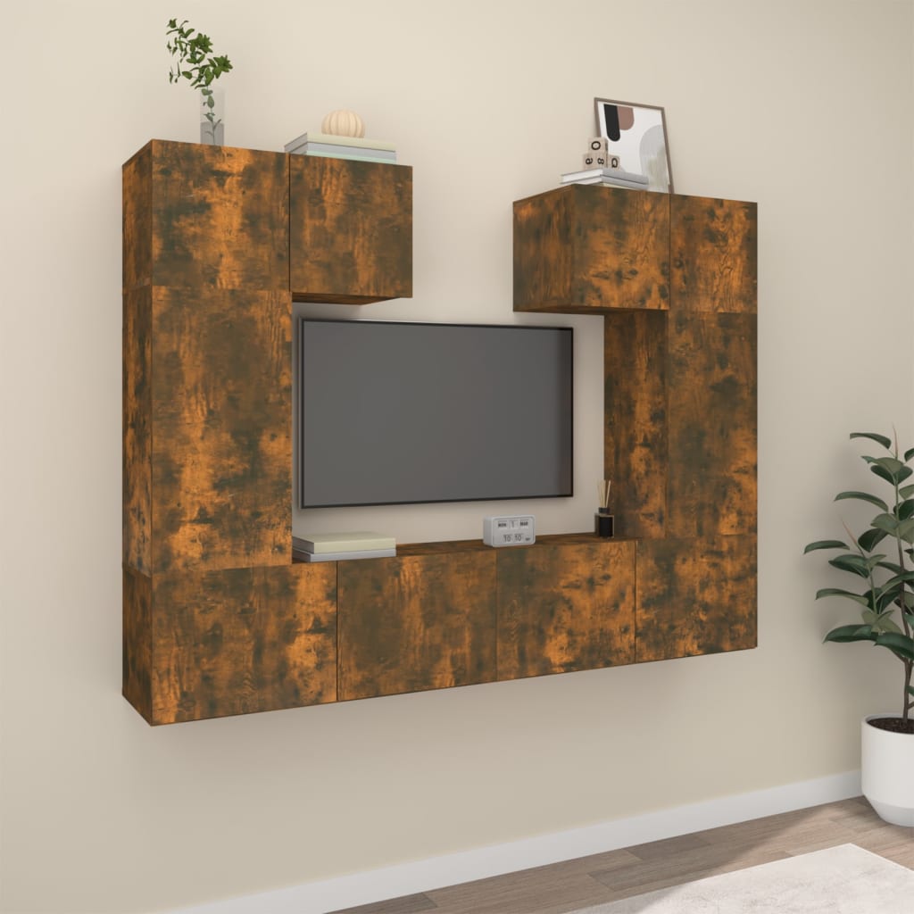 6 Piece Tv Cabinet Set Engineered Wood