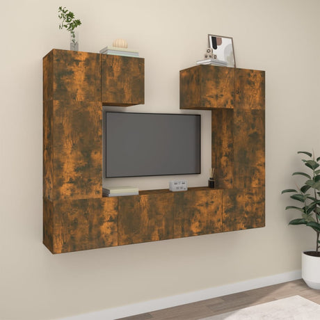 6 Piece Tv Cabinet Set Engineered Wood