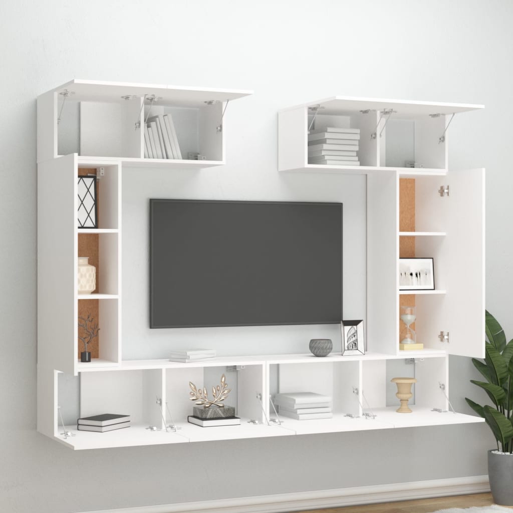 6 Piece Tv Cabinet Set Engineered Wood
