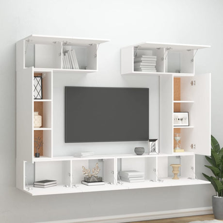 6 Piece Tv Cabinet Set Engineered Wood