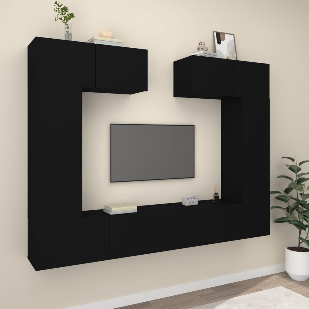 6 Piece Tv Cabinet Set Engineered Wood