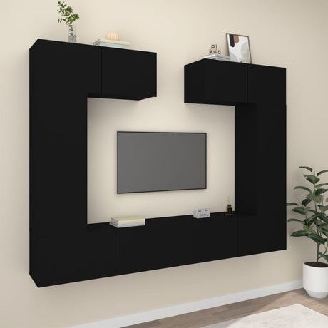 6 Piece Tv Cabinet Set Engineered Wood